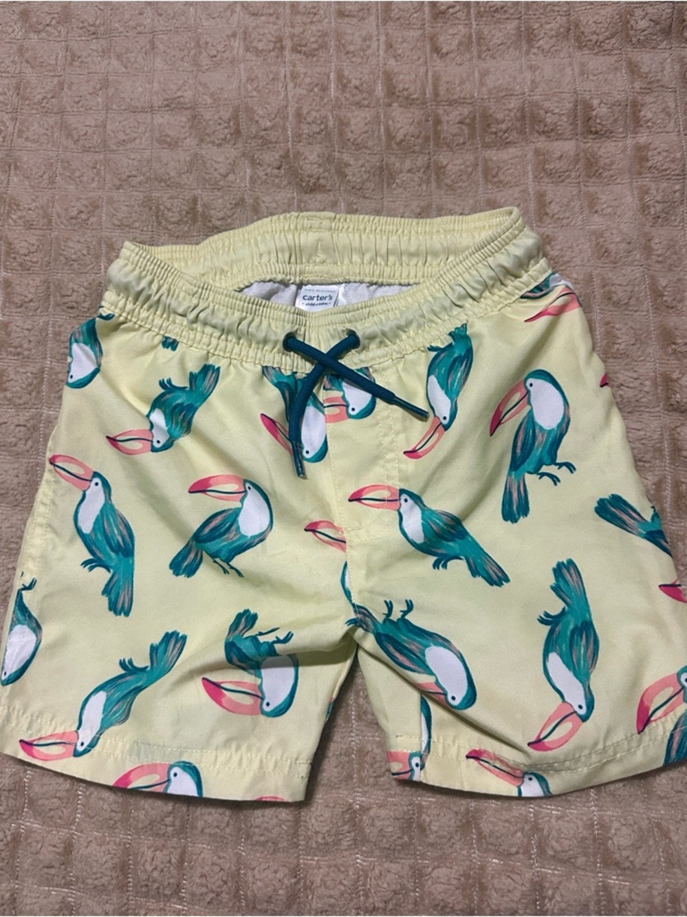Carter's Yellow Swim Shorts with Teal Toucan Print